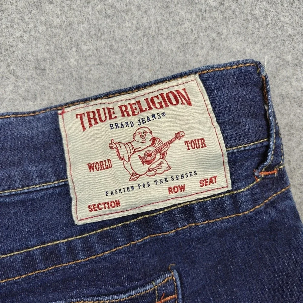 True Religion Ricky Jeans Mens 46x34 Blue Wash Relaxed Straight Stretch Denim